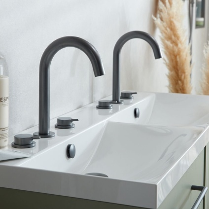 Vado Safari Lever Pewter 3 Tap Hole Basin Mixer - Lifestyle Image